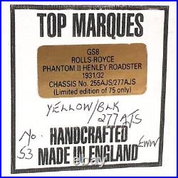 Top Marques 1/43 Scale GS8 1931-32 Rolls Royce Phantom II Open YellowithBlack
