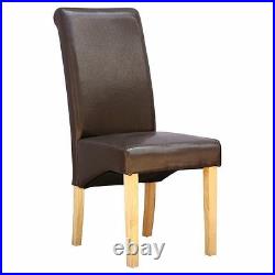 Top Quality Faux Leather Dining Chair Roll Top Scroll Back KitchenSeat Furniture