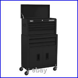 Top chest & Roll cab 6 Drawer with Ball Bearing Slides Black SealeyAP22BK