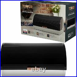 Tower Linear Stainless Steel Roll Top Bread Bin Black & Rose Gold T826000RB