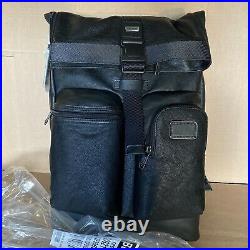 Tumi Alpha Bravo Fremont Cypress Roll Top Leather Laptop Backpack 9223388 Black