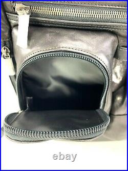 Tumi Alpha Bravo London Roll Top Laptop Backpack Black Distressed Leather 932388