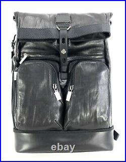 Tumi London Roll Top Backpack Alpha Bravo Collection Distressed Black Leather