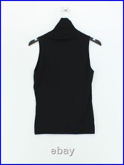 Versace Women's Top UK 12 Black 100% Wool Sleeveless Roll Neck Basic