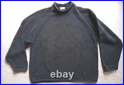 Vintage J. CREW Black Sweater Sz L Roll Neck Hem Knit Fisherman 90's Rare Mint