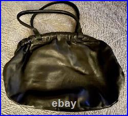 Vintage Rare FURLA Black Smooth Leather Handbag Made in Italy withUnique Closure
