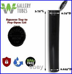 W Gallery 1000 98MM Black Doob Pop Tops Tubes for Storing Pre Rolled RAW Cones