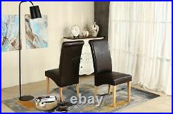 WestWood Premium Dining Chairs Faux Leather Roll Top Dinner Wooden Chair Set