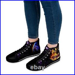 Women's High Top Sneakers rainbow dragon rock and roll LGBTQIA and allies