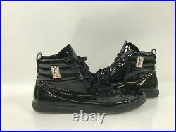 YSL Saint Laurent Black Leather Rolling High-top Sneakers LK172854 48 Size 15