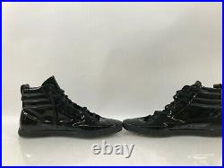 YSL Saint Laurent Black Leather Rolling High-top Sneakers LK172854 48 Size 15