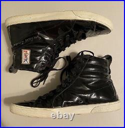 YSL Yves Saint Laurent Rolling High Top Sneakers Mens 40.5 Glossy Black Leather