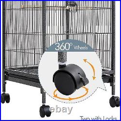 Yaheetech 100.5Cm Iron Open-Top Bird Cage Parrot Cage with Rolling Stand
