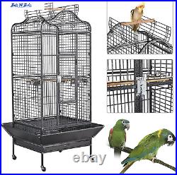 Yaheetech Rolling African Grey Parrot Cage Open Play Top Large Bird Cage for Min
