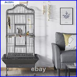 Yaheetech Rolling African Grey Parrot Cage Open Play Top Large Bird Cage for Min