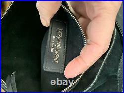 Ysl Yves Saint Laurent Roady Black Leather Rolled Glossy Top Handle Hobo Bag