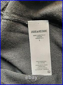 Zadig & Voltaire Miss Camo Rock Strass Womens Sweater L Black Stud $348