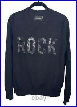 Zadig & Voltaire Miss Camo Rock Strass Womens Sweater M Black Stud $348